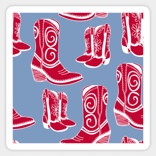 Red white and blue cowboy boots Sticker